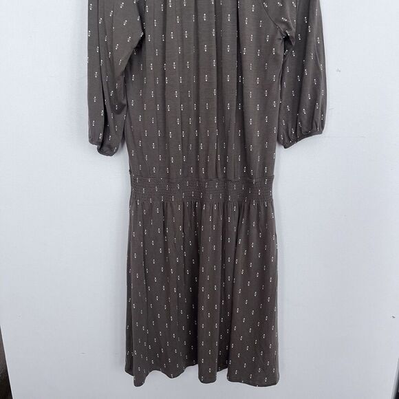 Garnet Hill Poet Knit‎ Midi Dress Medium Brown Olive Soft Knit Stretch Bohemian - Picture 11 of 16